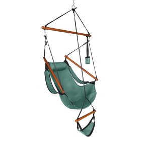 Oxford Cloth Hardwood With Cup Holder Wooden Stick Perforated 100kg Seaside Courtyard Oxford Cloth Hanging Chair Green