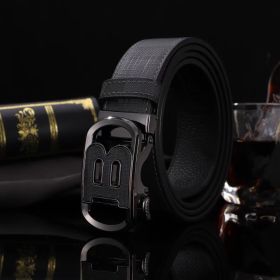 New Men's Plaid Trendy Durable Strong Alloy Belt (Items: Circle B Graphic Gun Color, size: 125cm/49.2inch)
