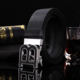 New Men's Plaid Trendy Durable Strong Alloy Belt (Items: B Graphic Silver, size: 120cm/47.2inch)