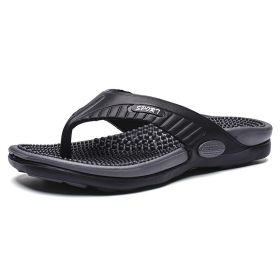 Men's flip-flops; breathable beach shoes; massage soles; men's sandals (colour: Black, size: 43)
